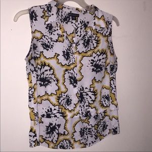 Gold Floral Layered Sleeveless Blouse